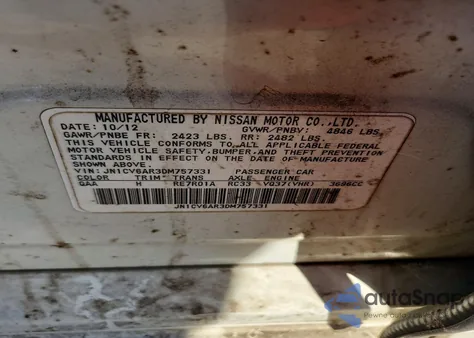 2013 Infiniti G37 z USA, uszkodzony, nr VIN JN1CV6AR3DM757331